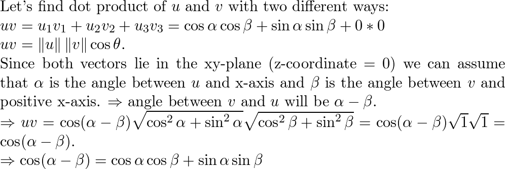 Consider The Vectors U Cos A Sin A 0 And V Cos B S Quizlet