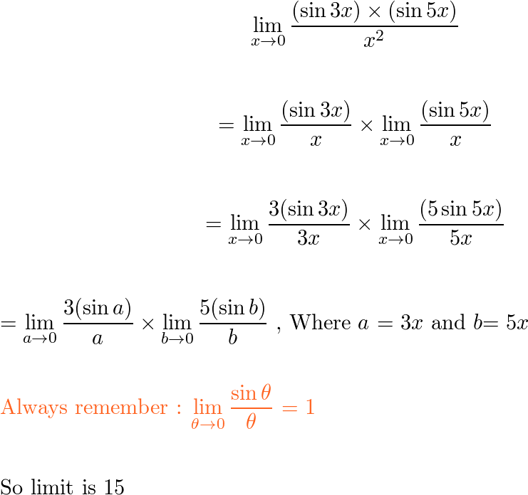 Find The Limit Lim Sin 3x Sin 5x X2 X 0 Quizlet