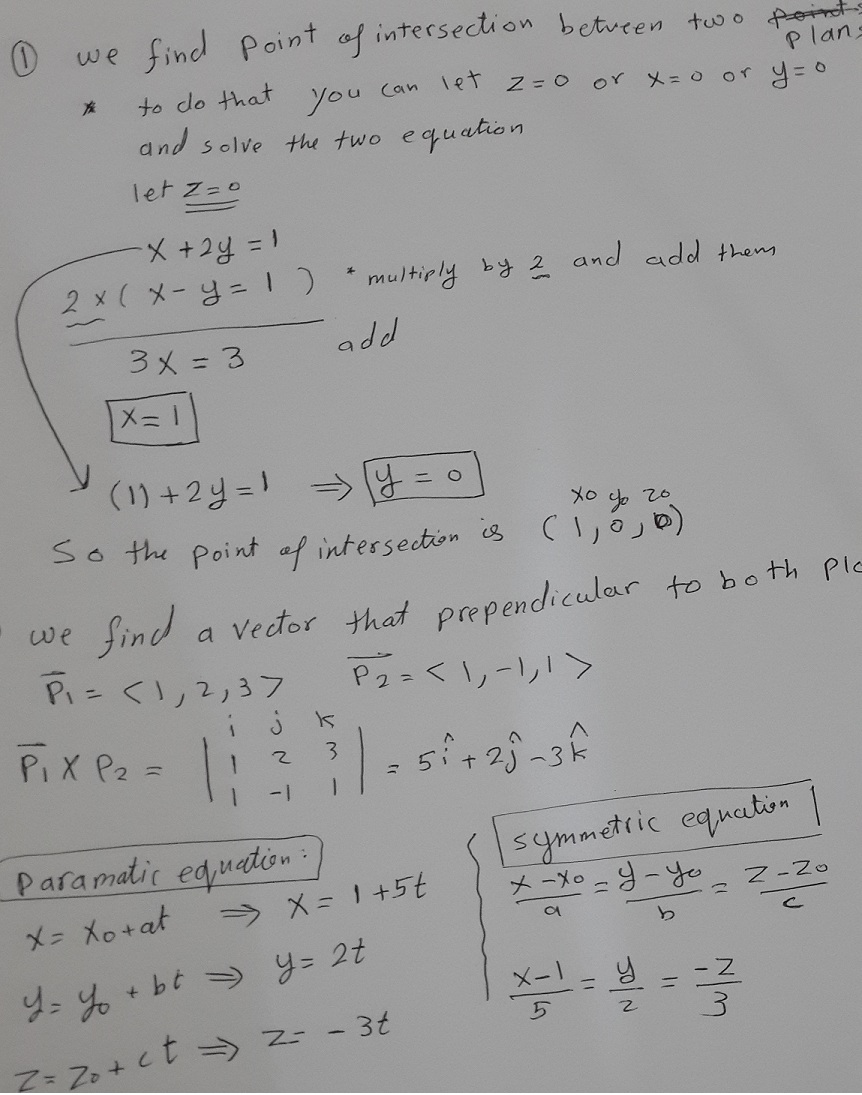 The Line Of Intersection Of The Planes X 2y 3z 1 And X Y Z 1 Homework Help And Answers Slader