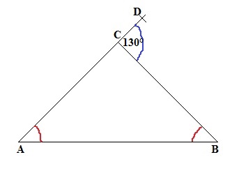Isosceles Triangle degrees 130, 25, 25