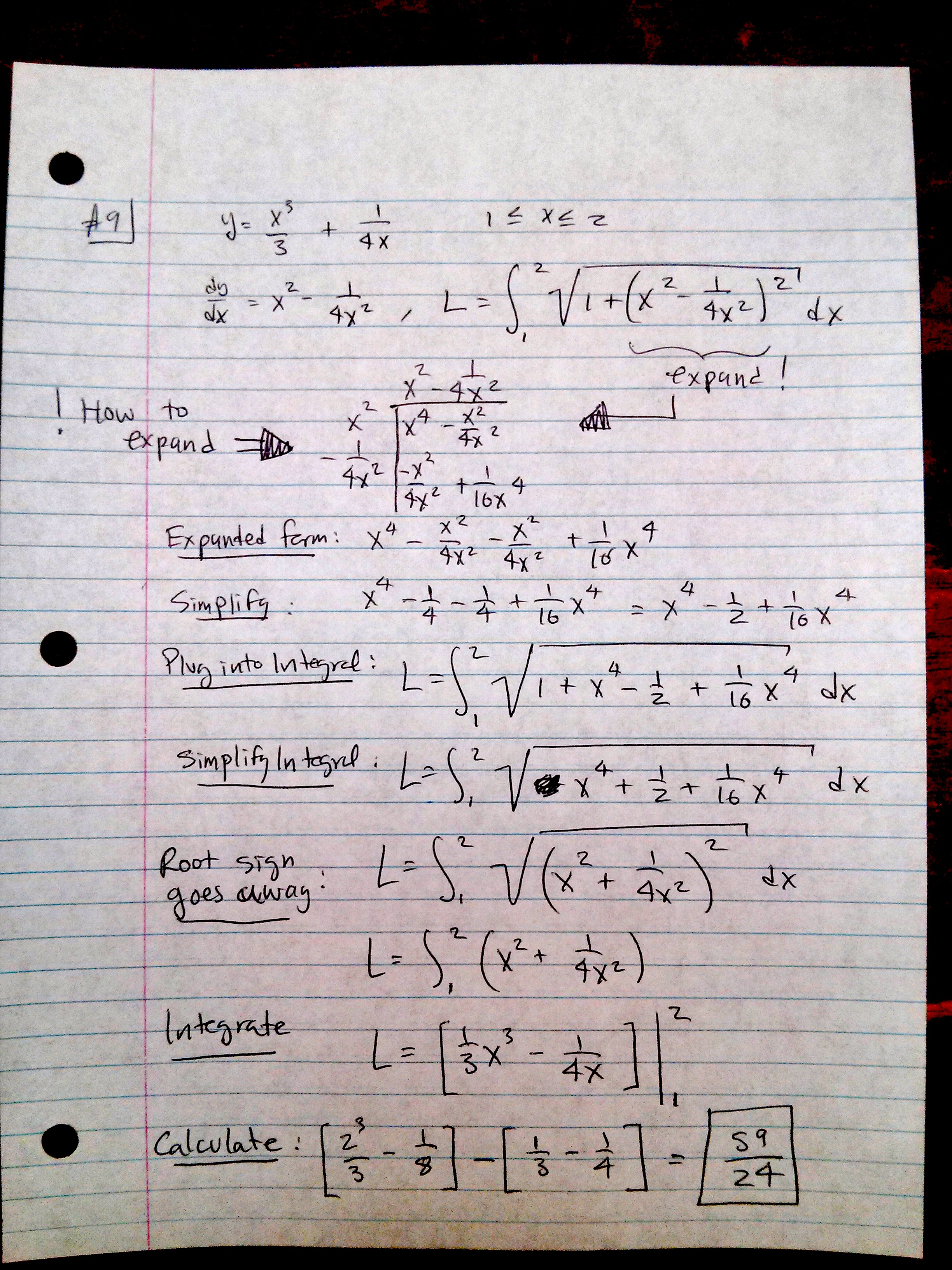 Find The Exact Length Of The Curve Y X3 3 1 4x 1 X 2 Homework Help And Answers Slader