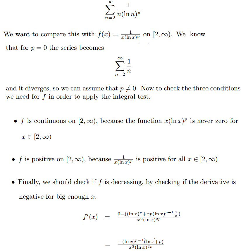 Find The Values Of P For Which The Series Is Convergent Summation N 2 To Infinity 1 N Lnn P Homework Help And Answers Slader