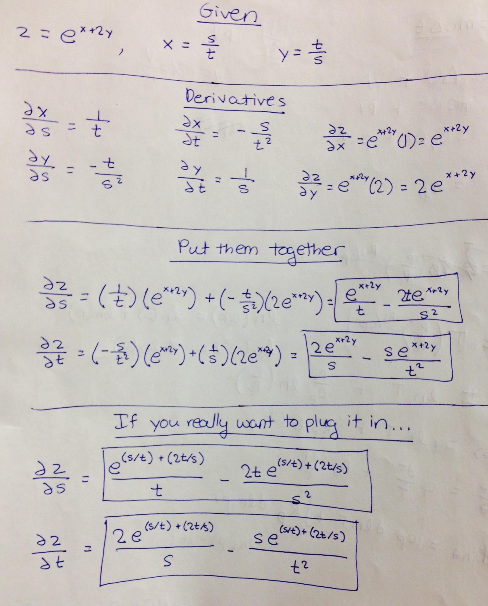 Use The Chain Rule To Find Z S And Z T Z E X 2y X S T Y T S Homework Help And Answers Slader