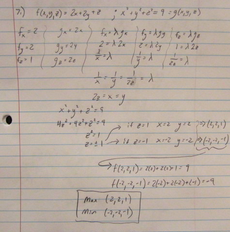 Use Lagrange Multipliers To Find The Maximum And Minimum Values Of The Function Subject To The Given Constraint F X Y Z 2x 2y Z X 2 Y 2 Z 2 9 Homework Help And Answers Slader