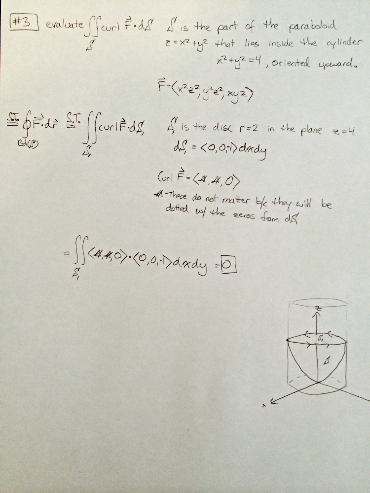 Use Stokes Theorem To Evaluate 5 Curl F Ds F X Y Z X 2z 2i Y 2z 2j Xyzk S Is The Part Of The Paraboloid Z X 2 Y 2 That Lies Inside The Cylinder X 2 Y 2 4