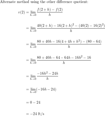 If A Ball Is Thrown Into The Air With A Velocity Of 40 Ft S Its Height In Feet After Seconds Is Given By Y 40t 16t 2 Find The Velocity When T 2 Homework Help And