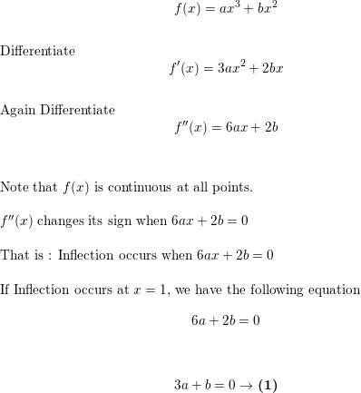 For What Values Of The Constants A And B Is 1 3 A Point Of Inflection Of The Curve Y Ax 3 Bx 2 Homework Help And Answers Slader