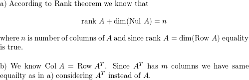 Concern an m times n matrix A and what are often called t Quizlet