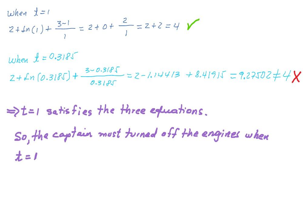 The Position Function Of A Spaceship Is R T 3 T I 2 Ln T J 7 4 T 2 1 K And The Coordinates Of A Space Station Are 6 4 9