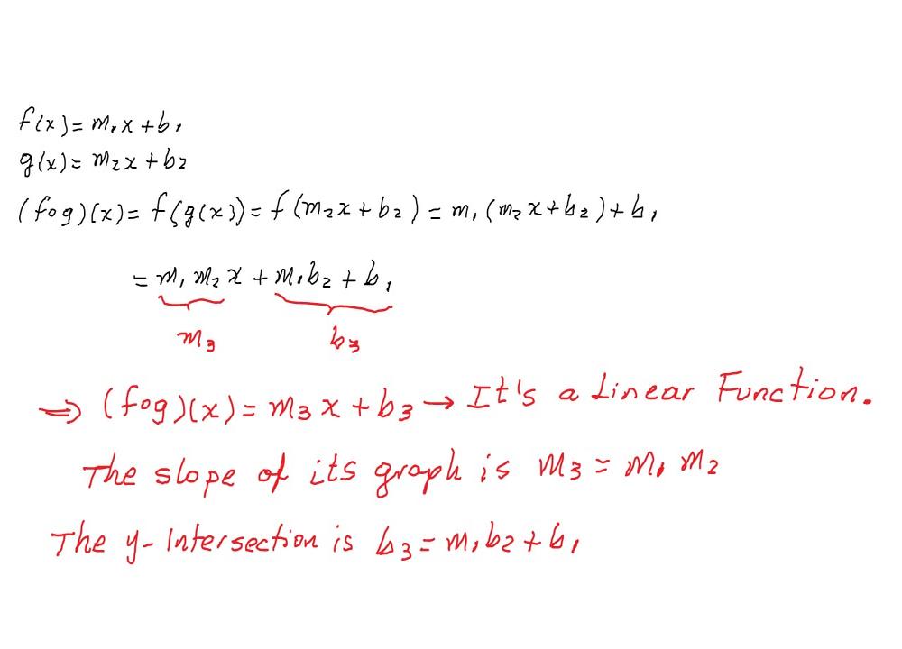 Let F And G Be Linear Functions With Equations F X M1x B1 And G X M2x B2 Is F G Also A Linear Function If So What Is The Slope