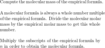 From The Given Empirical Formula And Molar Mass Find The