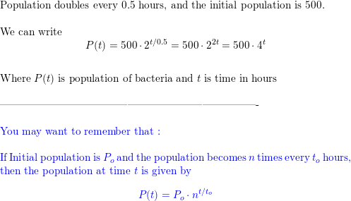 A bacterial culture starts with 500 bacteria and doubles in | Quizlet