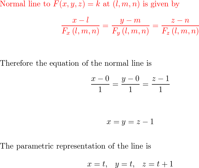 Find Equations Of The Normal Line To The Given Surface At T Quizlet