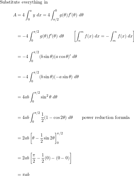 Use The Parametric Equations Of An Ellipse X A Cos 8 Y B Sin 8 0 8 2p To Find The Area That It Encloses Homework Help And Answers Slader