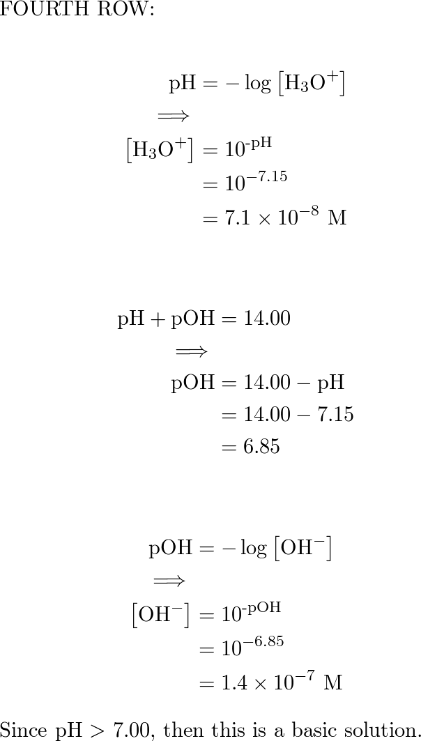 Complete the table . AlI solutions are at 25 circ math Quizlet