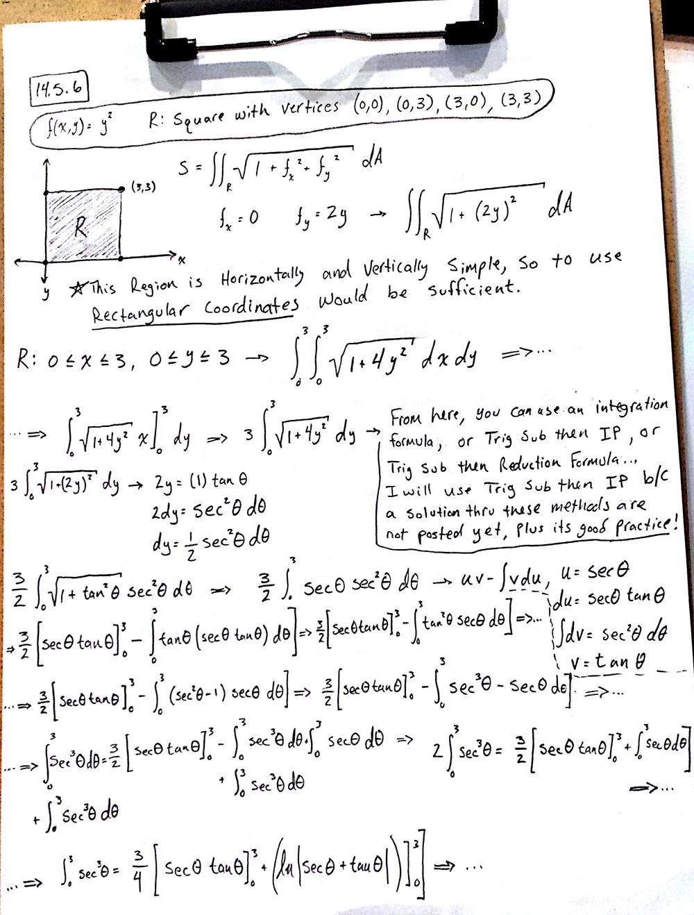 Find The Area Of The Surface Given By Z F X Y Over The Region R F X Y Y R Square With Vertices 0 0 3 0 0 3 3 3 Homework Help And Answers Slader