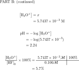 Find The Ph And Percent Ionization Of Each Hf Solution Math K A Math For Hf Is Math 6 8 Times 10 4 Math A 0 250 M Hf B 0 100 M Hf C 0 050 M Hf