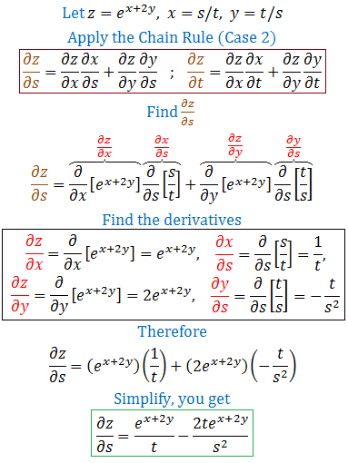 Use The Chain Rule To Find Z S And Z T Z E X 2y X S T Y T S Homework Help And Answers Slader