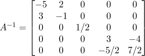 Without using row reduction find the inverse of clearance a