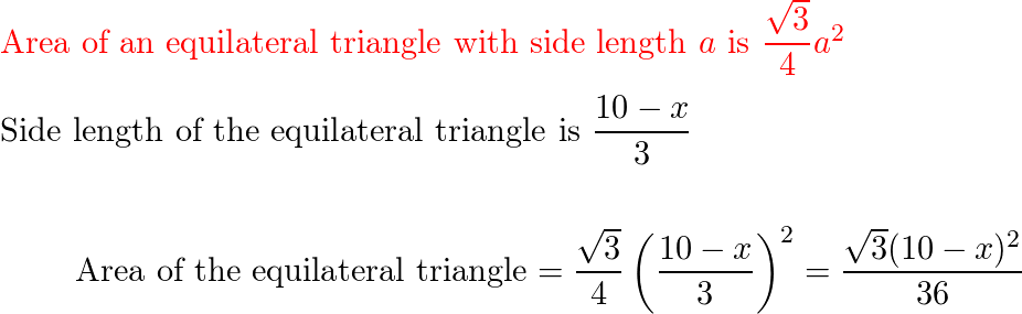 A piece of wire 14 m long is cut into two pieces. One piece is bent into a  square and the other is bent into an equilateral triangle.\\ (a) How much  wire