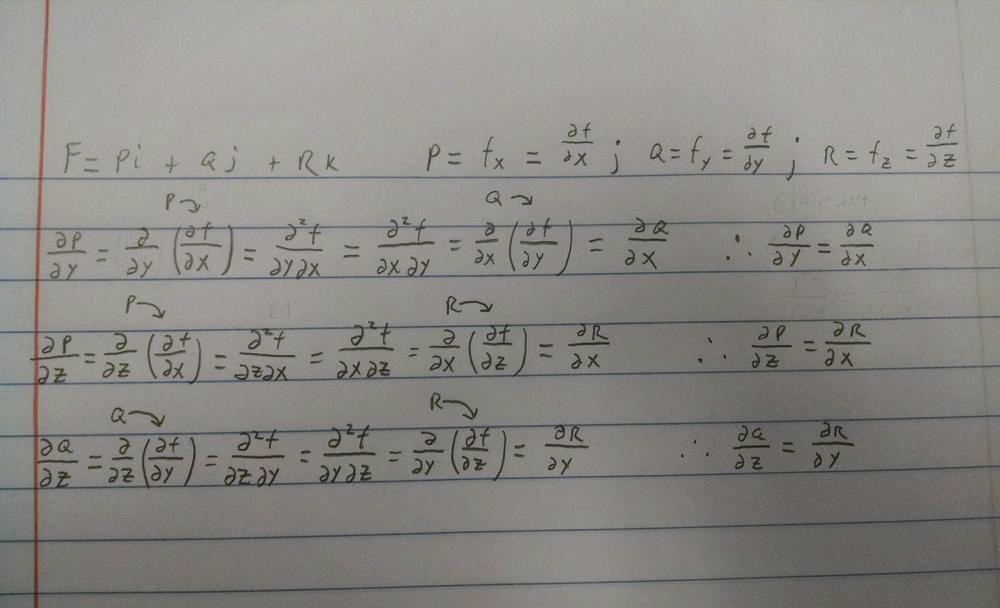 Show That If The Vector Field F Pi Qj Rk Is Conservative And P Q R Have Continuous First Order Partial Derivatives Then Partial Derivative P Y Partial Derivative Q X Partial Derivative P Z Partial Derivative R X Partial Derivative Q Z Partial