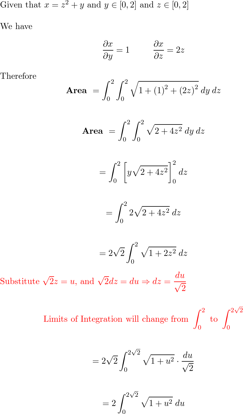 Find the area of the surface. The part of the surface $x=z^{ | Quizlet