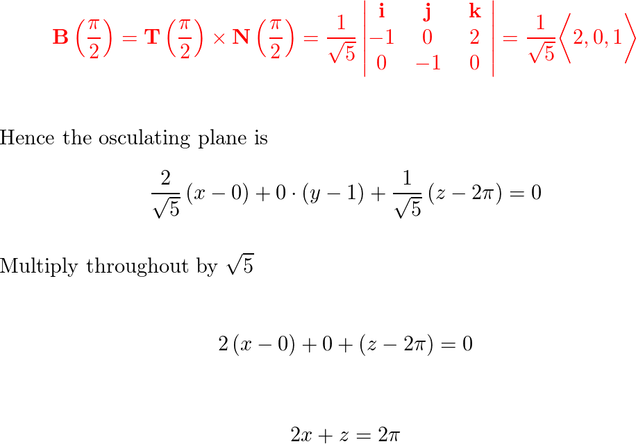 find-equations-of-the-normal-plane-and-osculating-plane-of-t-quizlet