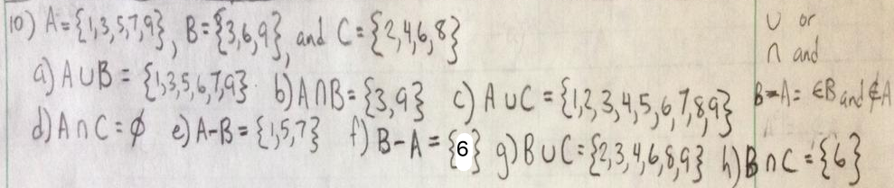 Let A 1 3 5 7 9 B 3 6 9 And C 2 4 6 8 Find Each Of The Following A A Cup B B A Cap B C A Cup C D