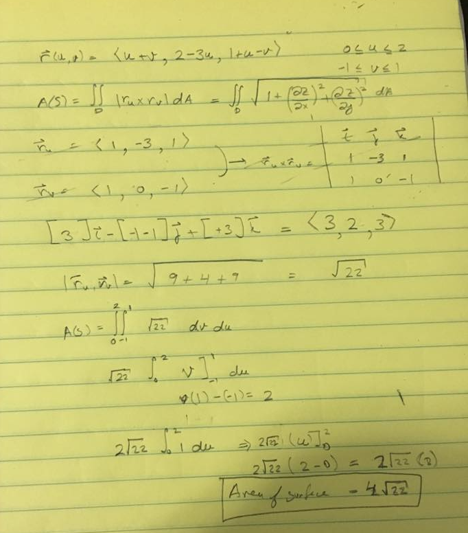 Find The Area Of The Surface The Part Of The Plane With Vector Equation R U V U V 2 3u 1 U V That Is Given By 0