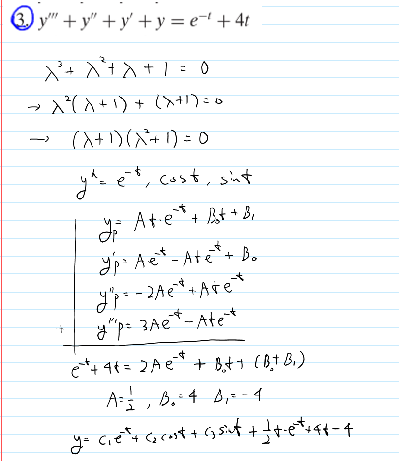 Determine The General Solution Of The Given Differential Equation Y Y Y Y E T 4t Homework Help And Answers Slader