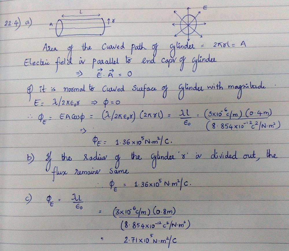 The Electric Field Due To An Infinite Line Of Charge Is Perpendicular To The Line And Has Magnitude Math E Lambda 2 Pi Epsilon 0 R Math Consider An