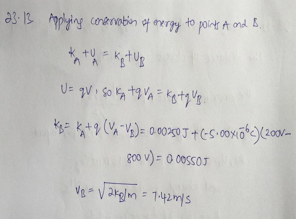 A Small Particle Has Charge Math 5 00 Mu C Math And Mass Math 2 00 Times 10 4 Mathrm Kg Math It Moves From Point A Where The Electric Potential