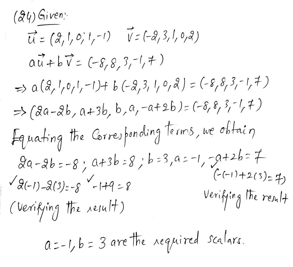 Let U 2 1 0 1 1 And V 2 3 1 0 2 Find Scalars A And B So That Au Bv 8 8 3 1 7 Homework Help And Answers Slader