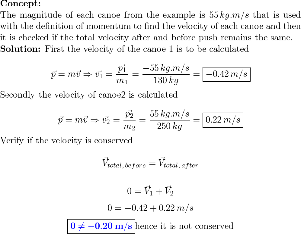 Calculate the final velocity of each canoe given that the to | Quizlet