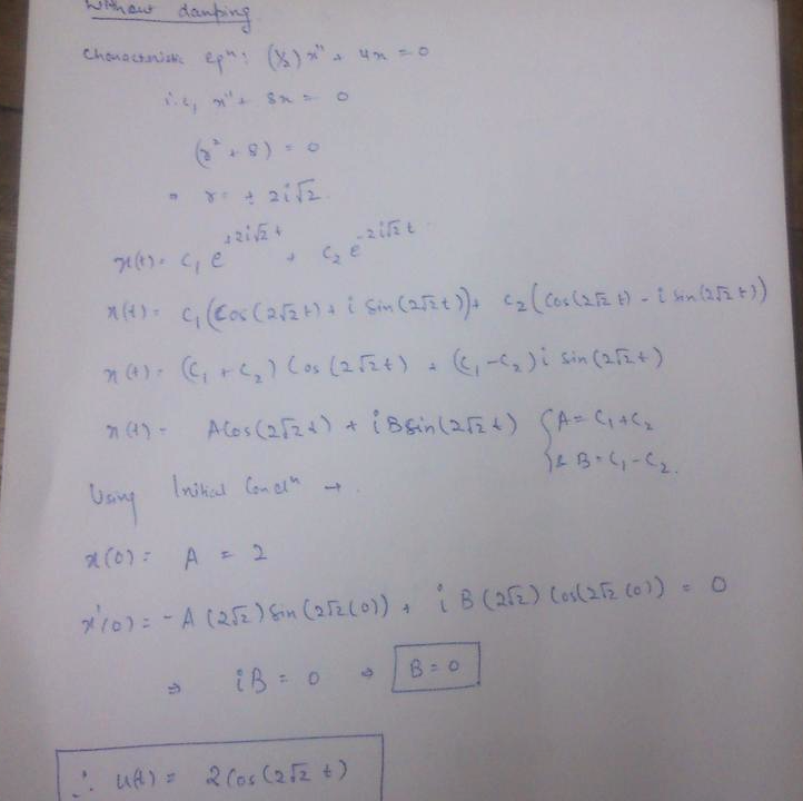 A Mass Math M Math Is Attached To Both A Spring With Given Spring Constant Math K Math And A Dashpot With Given Damping Constant Math C Math The Mass Is Set In Motion With Initial Position Math X 0 Math