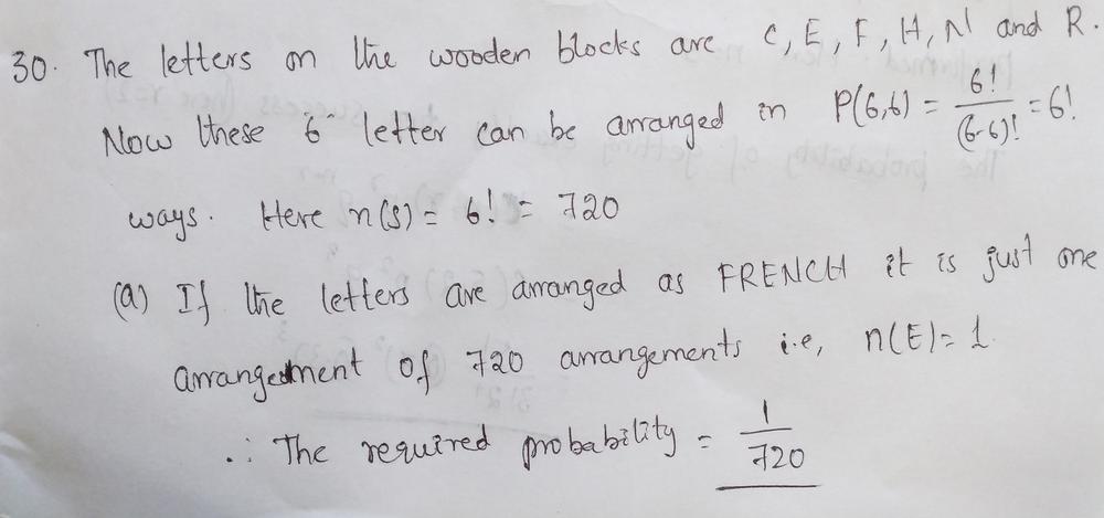 A Toddler Has Wooden Blocks Showing The Letters C E F H N And R Find The Probability That The Child Arranges The Letters In The Indicated Order A In The Order