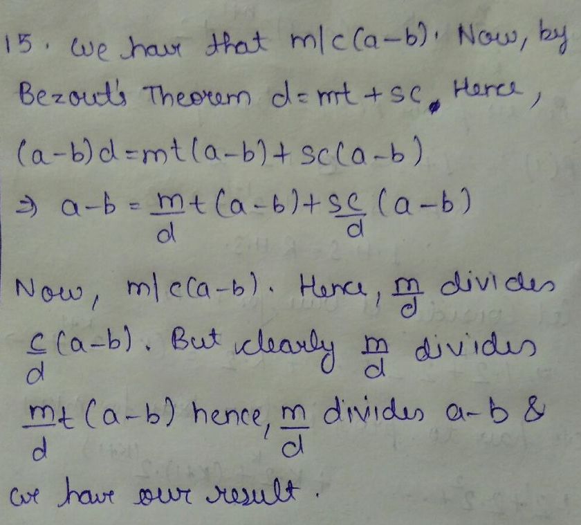 Show That If M Is An Integer Greater Than 1 And Ac Mod M Then A B Mod M Gcd C M Homework Help And Answers Slader