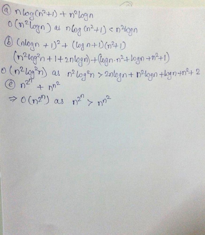 Give A Big O Estimate For Each Of These Functions For The Function G In Your Estimate That F X Is O G X Use A Simple Function G Of The Smallest Order A N Log N