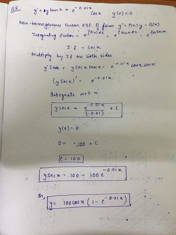 Find The General Solution If An Initial Condition Is Given Find Also The Corresponding Particular Solution And Graph Or Sketch It Show The Details Of Your Work Text Y Y Tan X E 0 01x Cosx Text Y 0 0