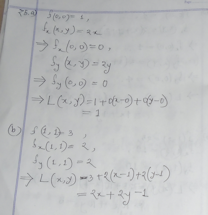 Find The Linearization L X Y Of The Function At Each Point F X Y X 2 Y 2 1 Text At Quad Mathbf A 0 0 Quad Mathbf B 1 1 Homework Help And Answers Slader