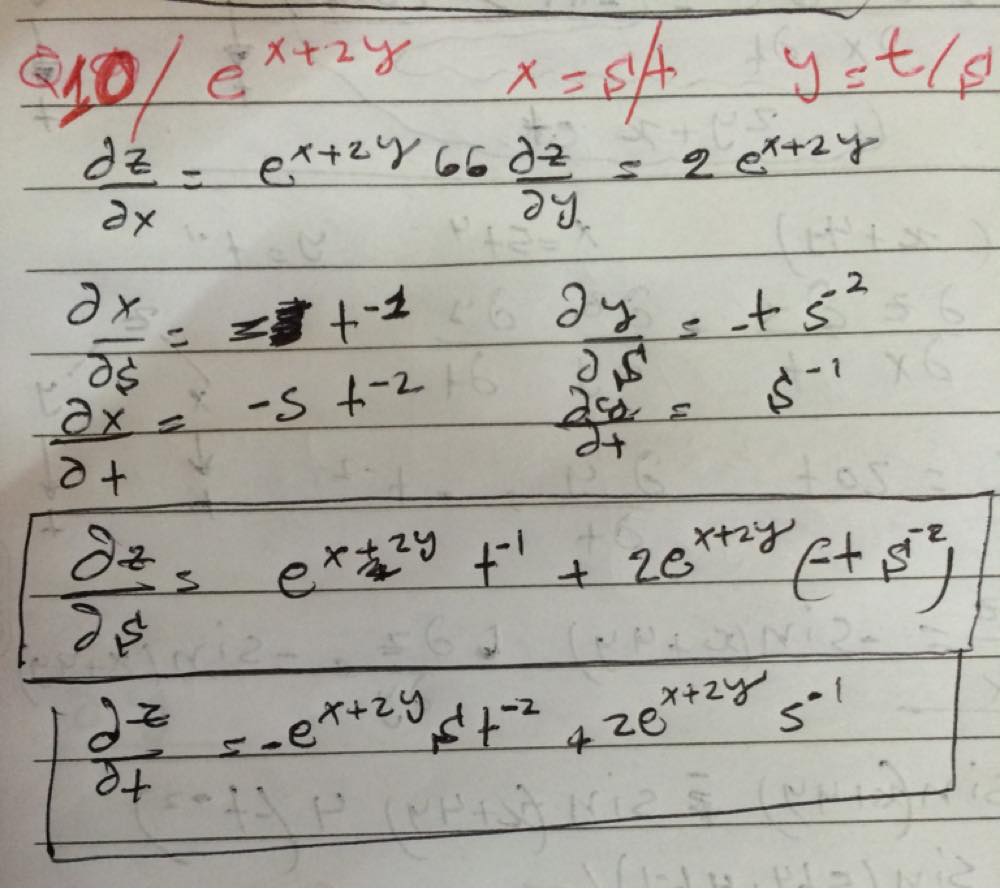 Use The Chain Rule To Find Z S And Z T Z E X 2y X S T Y T S Homework Help And Answers Slader