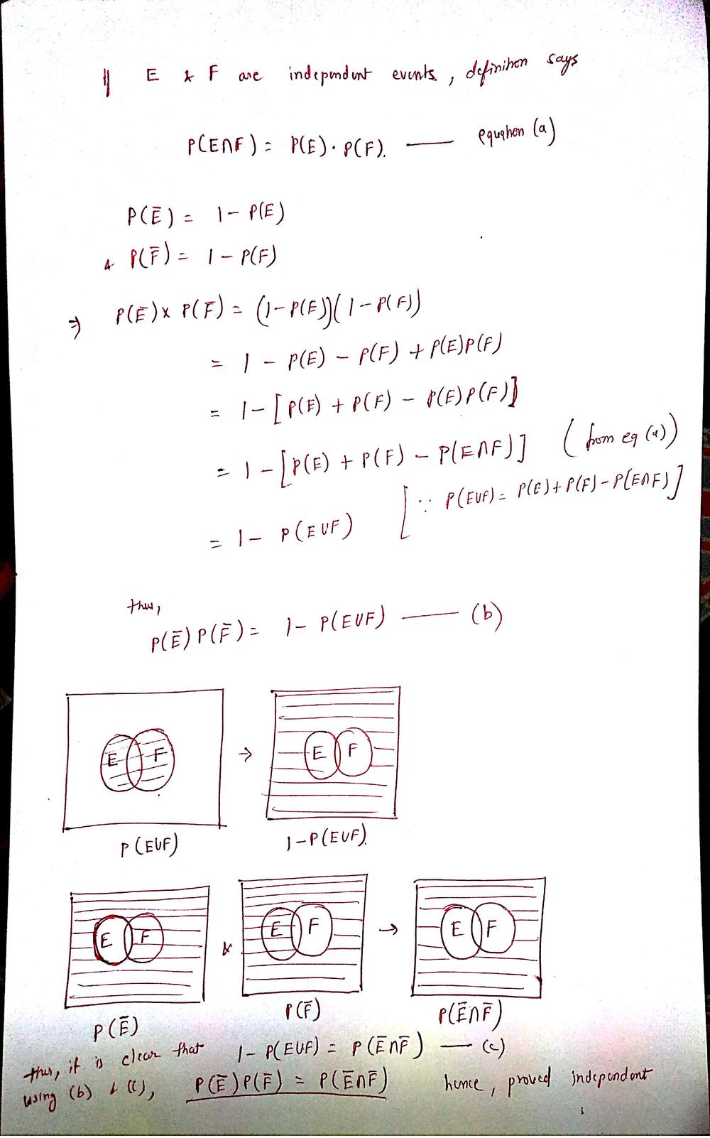 Show That If E And F Are Independent Events Then E And F Are Also Independent Events Homework Help And Answers Slader