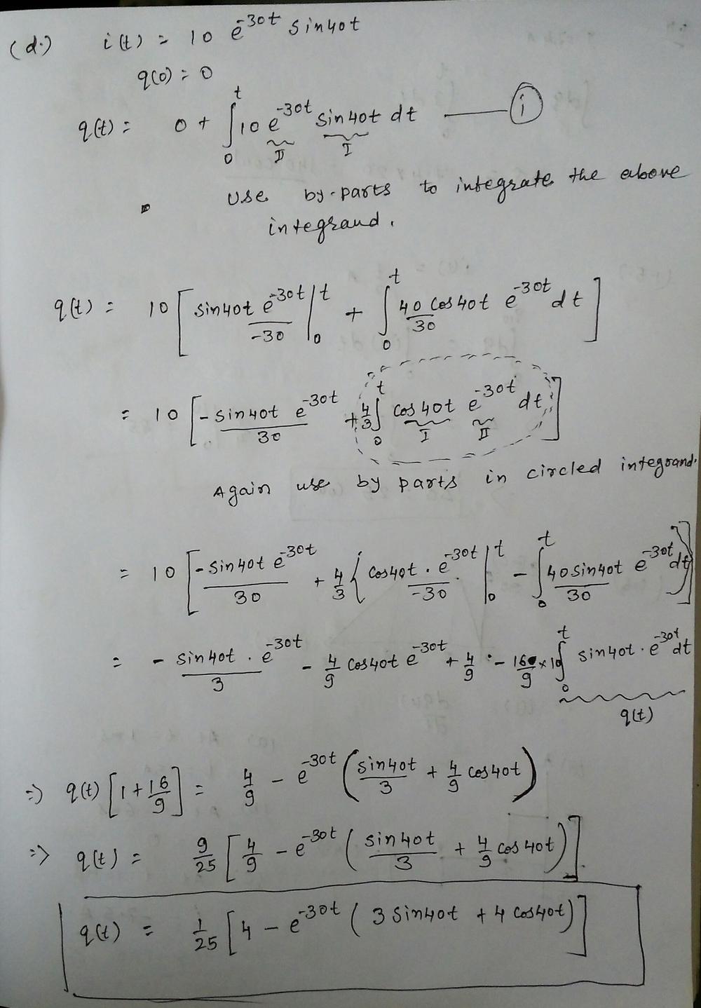 Find The Charge Flowing Through A Device If The Current Is A I T 3 A Q 0 1 C B I T 2t 5 Ma Q 0 0 C I T