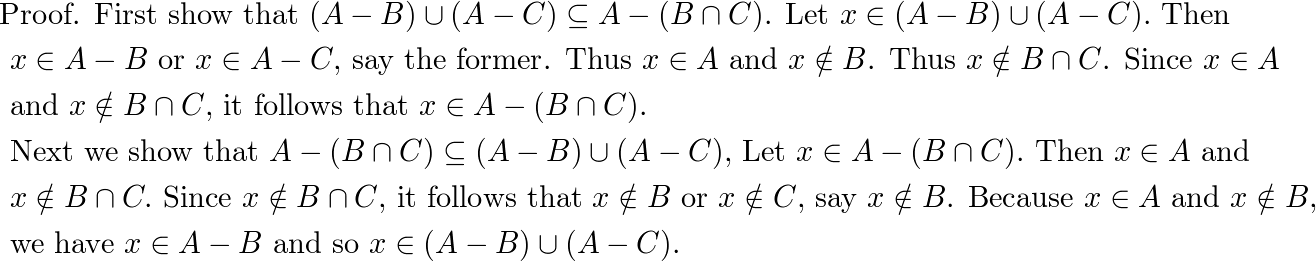 Let A, B And C Be Sets. Prove That $(A-B) \cup(A-C)=A-(B \ca | Quizlet