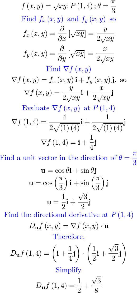 Find The Directional Derivative Of F At P In The Direction O Quizlet