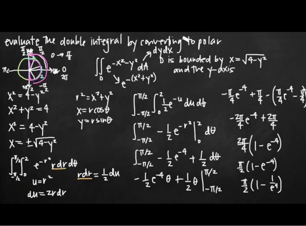 Evaluate The Given Integral By Changing To Polar Coordinates Double Integral Exp X 2 Y 2 Da Where D Is The Region Bounded By The Semicircle X 4 Y 2 1 2 And The Y Axis Homework Help And Answers