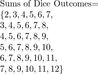 Probability for Rolling Two Dice, Sample Space for Two Dice