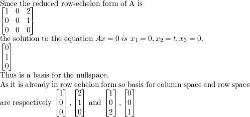 A matrix in row echelon form is given. By inspection find a Quizlet