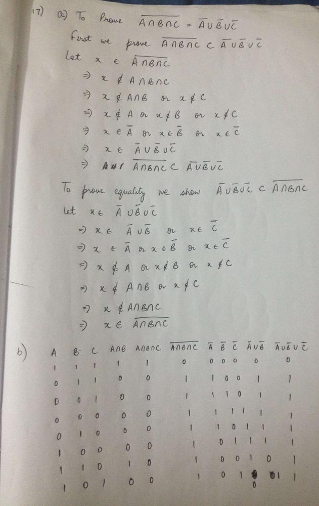 Show That If A B And C Are Sets Then A B C A B C A By Showing Each Side Is A Subset Of The Other