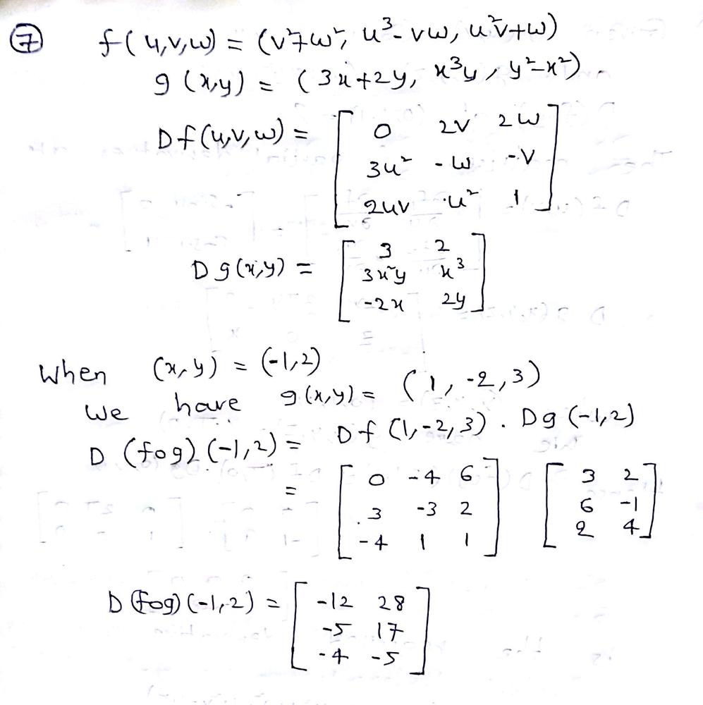 Use The Chain Rule To Find Math Mathbf D F Circ G 1 2 Math For Math F U V W V 2 W 2 U 3 Vw U 2v W Math And Math G X Y 3x 2y